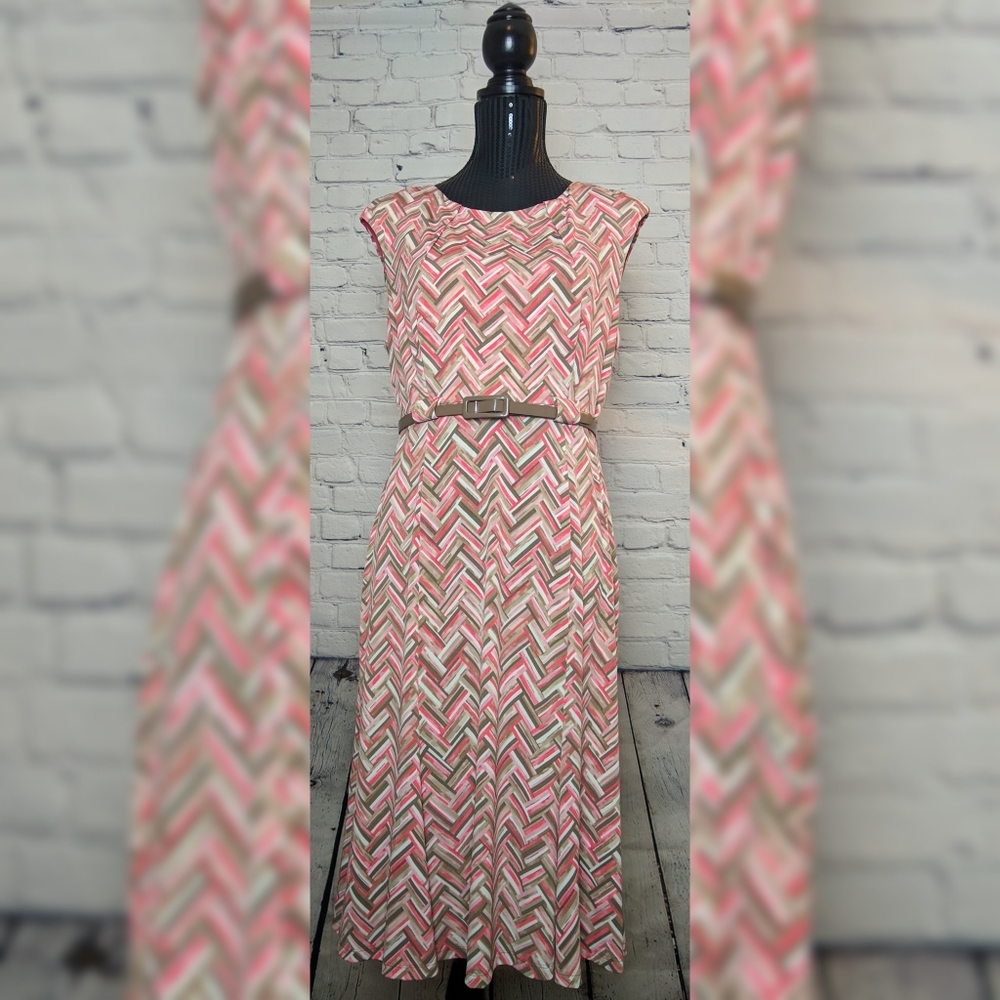 Pink Abstract Chevron Striped Dress